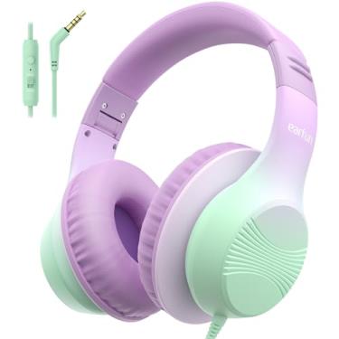 Imagem de EarFun Fones de ouvido infantis K3, fones de ouvido com microfones, limite de volume de 85/94 dB, som estéreo HD, fones de ouvido dobráveis com fio para escola/viagem/meninos/meninas/tablet/iPad