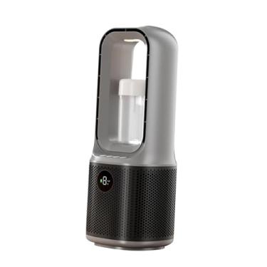 Imagem de Ｂｅｓｇａ Ventilador de mesa sem pás, 9 velocidades, com spray de névoa, tanque de água de 100 ml, pequeno ventilador pessoal recarregável para viagens no, Cinza