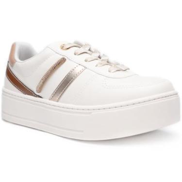 Imagem de Tênis Ramarim Plataforma Casual Feminino - Branco e Dourado - 35