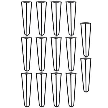 Imagem de Kit 14 Pés De Metal 30 Cm Mesa De Canto Rack E Puffs Preto