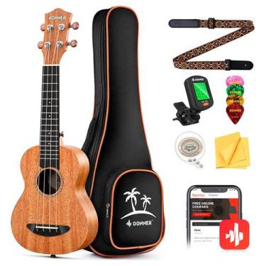 Imagem de Ukulele Donner Soprano Mahogany de 21 polegadas com kit para iniciante