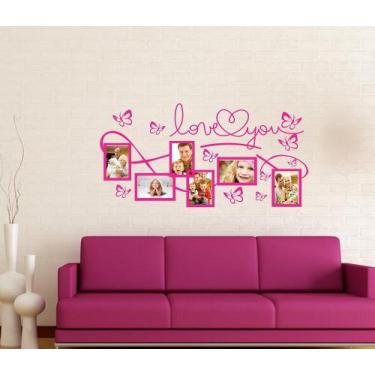 Imagem de Adesivo Decorativo de Sala, Quarto, Porta Retrato Com Borboletas, Love