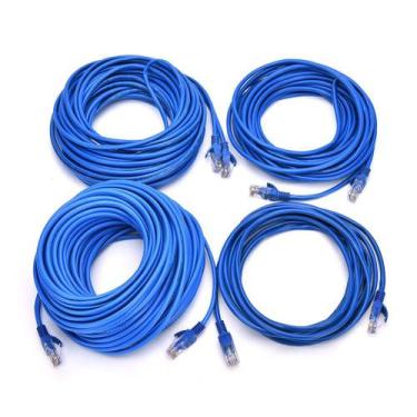 Imagem de Cabo De Rede Blindado 15m Ethernet Rj45 Cat5e Azul 15 Metros - LELONG