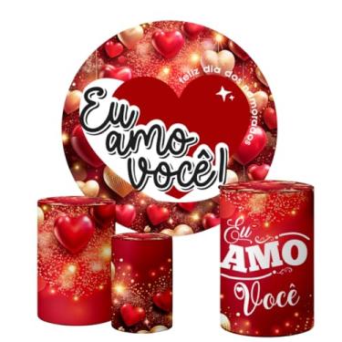 Imagem de Trio Capas Cilindro + Painel Redondo 1,50m Dia dos Namorados (K1DNA015)