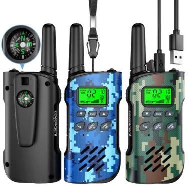 Imagem de Walkie Talkies Inspireyes recarregável para crianças, pacote com 3 cam