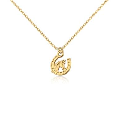 Imagem de UJIMS Lucky Horseshoe Colares com pingente de vaqueira, presentes equestres, joias de ferradura, presentes para mulheres, presente para amantes de cavalos, 1, Aço inoxidável, Strass