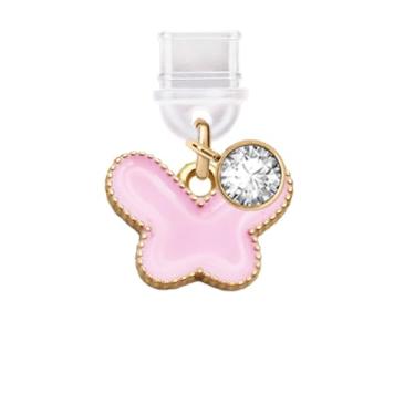 Imagem de ELISE & FONDA TP672 Tipo-C porta de carregamento plugue antipoeira pequena borboleta pingente de celular para iPhone 15/16/Samsung/OnePlus/Xiaomi/oppo telefones Android (rosa)