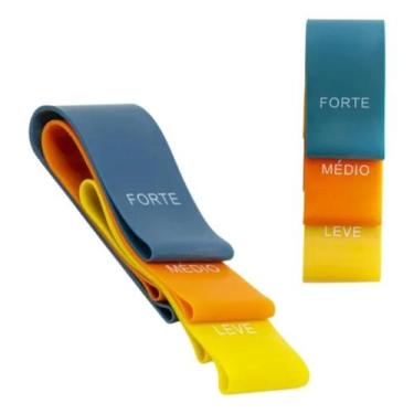 Imagem de Kit Mini Faixa Elástica Band Com 3 Intensidades Treino Exercícios Casa