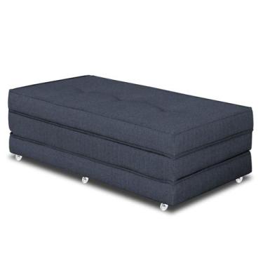 Imagem de Pufe Cama Dobrável Casal 130 Premium Due Decor, Linho Blue Jeans