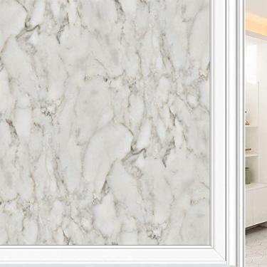 Imagem de Película de janela 3D de mármore, textura de estilo mármore, para porta de vidro, banheiro, sala de estar, L90 x C 190 cm
