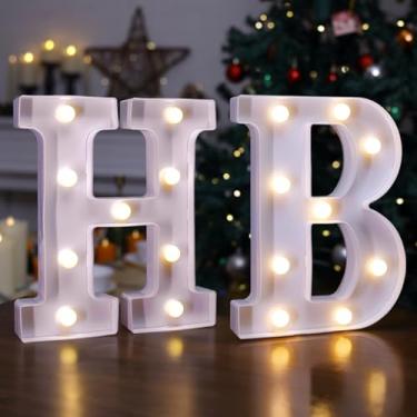 Imagem de TEHIBIEN Letras iluminadas para decoração de feliz aniversário, sinal de número de letreiro com números de LED alimentados por bateria para festa de aniversário doce decoração de casa luz noturna (HB)