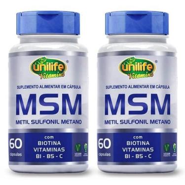Imagem de Msm metilsulfonilmetano vitaminas biotina b1 b5 vitamina c 60 caps uni