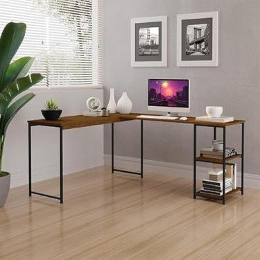 Imagem de Mesa em L Industrial Office – MDF 15 mm + Estrutura Metal Preta – Ideal Home Office/Escritório – Estilo Industrial