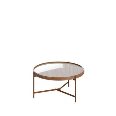 Imagem de Mesa de Centro Aqua Imcal 68011 Off White Cobre Redonda Sala