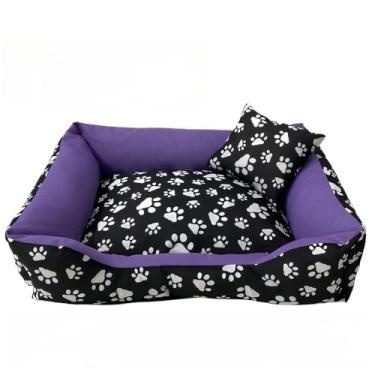 Imagem de Cama cachorro medio caminha pet 60 x 50 com ziper lavavel fundo impermeavel +almofadinha(PATINHA ROXO (M))
