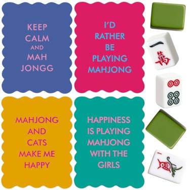 Imagem de Maitys 4 Pcs Color Mahjong Shuffler Cards with Funny Sayings for Mixing Shuffling Tiles Thick PVC Shufflers with Wavy Scalloped Edges Cute Mahjong Accessories Gifts for Lovers Playing