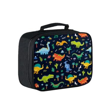 Imagem de Lancheira infantil, lancheira térmica de dinossauro com bolso com zíper para meninos e meninas, lancheira reutilizável portátil de volta às aulas mantém alimentos frescos para jardim de infância