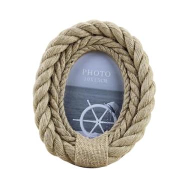 Imagem de Fenteer Porta-retratos de madeira prático e independente, porta-retratos, presentes de aniversário para dormitório, padaria, fazenda, hotel, sala de estar, Oval 6inch