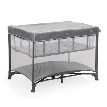 Imagem de Berço Infantil Portátil com Mosquiteiro Cinza Cosco Kids