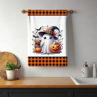 Imagem de Pano de Prato Atoalhado Halloween – 40x60cm – Estampa Divertida de Abóboras e Fantasmas – Secagem Rápida e Alta Absorção (Halloween 11)