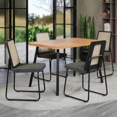 Imagem de Conjunto Sala de Jantar 4 Cadeiras Trento Carraro Nogal e Preto