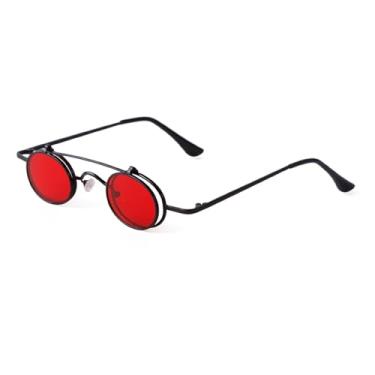 Imagem de HPIRME Óculos de sol vintage hip hop pequeno redondo feminino steampunk metal oval uv400 (5)