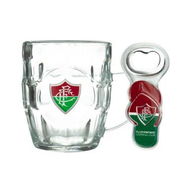 Imagem de Caneca Vidro 310ml Fluminense com Abridor Produto Oficial - mileno