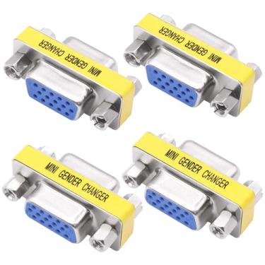 Imagem de YARCHONN DB15 VGA Gender Changer conector sem solda fêmea para adaptador fêmea D-SUB HD 15 pinos cabo serial acoplador para monitores de PC projetores - 4 peças