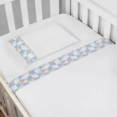 Imagem de Jogo de Lençol Mini Berço 03 Peças 100% Algodão - Losango Azul