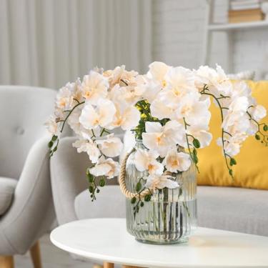 Imagem de OBDXZHC 6 peças de hastes artificiais de orquídea 85 cm de altura e 9 pétalas grandes de champanhe falsas Phalaenopsis arranjos de flores para casa, casamento, sala de estar, mesa, mesa de escritório