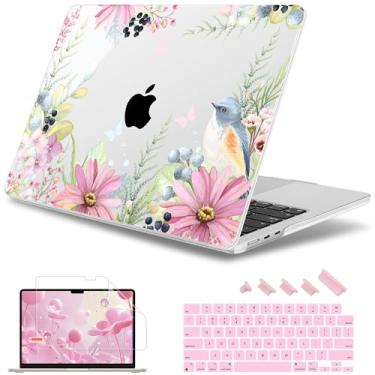 Imagem de May Chen Compatível com Macbook Air 13,6 Polegadas Case 2024 2023 2022 Release Model A3113 M3 A2681 M2 Chip, Case Rígido de Plástico para Macbook Air 13,6" com Tela de Retina Líquida, Borboletas Retrô