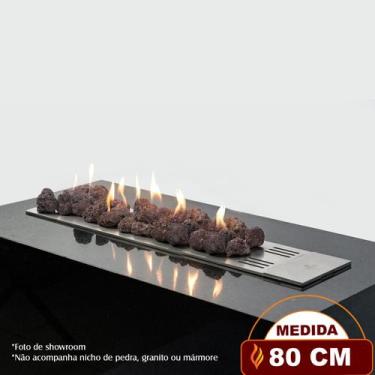 Imagem de Lareira a Gás Premium Império 80 cm - C/ Pedras Vulcânicas - Fogo &amp
