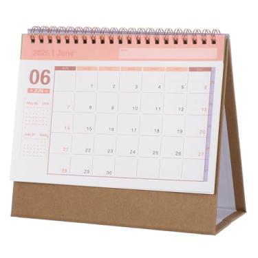 Imagem de Calendário de mesa pequeno: 2025-2026 Mini agenda de mesa com agenda mensal de julho de 2025 a dezembro de 2026 para escritório em casa, papel marrom