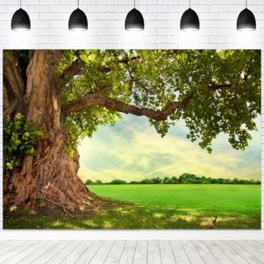 Imagem de Yeele 2,1 x 1,5 m Fundo de árvore verde enorme, árvore rural envelhecida, jardim, parque, prado, cenário natural, para fotografia, casamento, festa de aniversário, faixa infantil para sessão de fotos