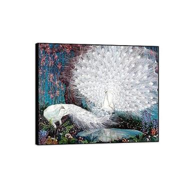Imagem de Pintura famosa arte de parede - pavões e flores de cerejeira - impressão de imagem de animal em tela - pintura de arte para decoração de parede de sala de estar - pôster de reproduções 80 x 95 cm 31 x