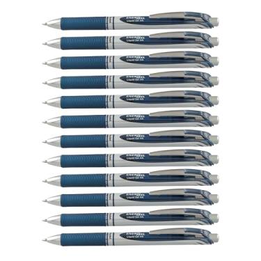 Imagem de Caneta de gel líquido retrátil Pentel EnerGel RTX, linha média de 0,7 mm, Embalagem de 12, Azul marinho, 0.7mm