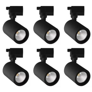 Imagem de Kit 6x Spot LED Preto 10W 4000K Branco Neutro Bivolt Para Trilho Eletrificado