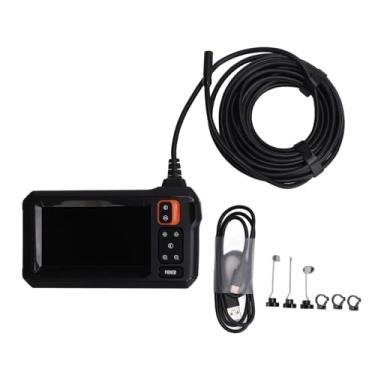 Imagem de Endoscópio industrial 1080p Câmera de inspeção de tubo de lente HD 8mm com tela IPS de 4,3 polegas e cabo de 16,4 pés para reparos automotivos endoscopia industrial