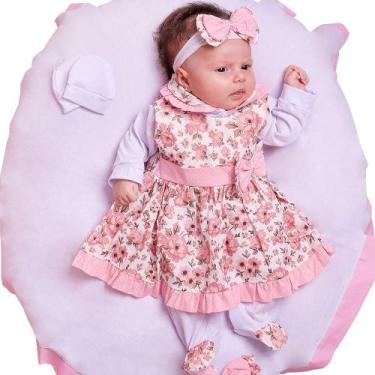 Imagem de Saída de Maternidade Menina Aconchego Lindinha Floral Rosa 05 Peças P 