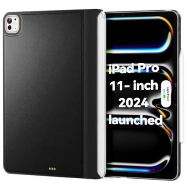 Imagem de Capa compatível com Magic-Keyboard para iPad Pro 11 polegadas M4 2024, capa para Smart MagicKeyboard Folio Slim Durabilidade, com superfície de couro durável (teclado não incluído), preta