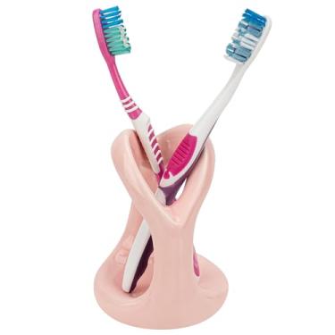 Imagem de Linkidea Suporte de escova de dentes manual de bancada para banheiro, suporte organizador exclusivo de cerâmica compatível com Oral-B CrossAction, Colgate Extra Clean, Reach Essentials escova de