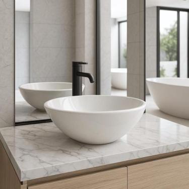 Imagem de Cuba de banheiro lavabo lavatório de apoio sobrepor 100% louça molokai