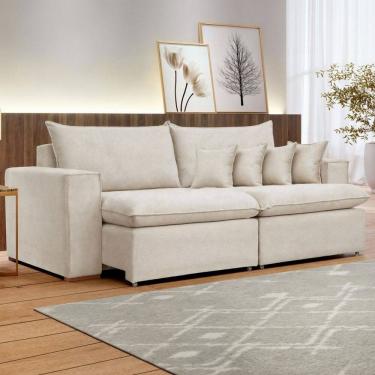 Imagem de Sofá 2 Lugares Barcelona Retrátil Linho/Cru - Celflex Colchoes