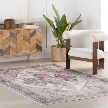 Imagem de Nuloom Eloqua Medallion Tapete redondo lavável à máquina para sala de estar, quarto, sala de jantar, bege