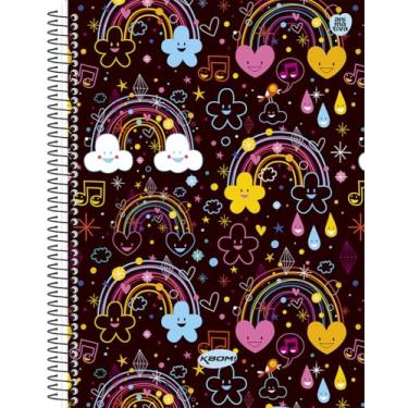 Imagem de Caderno Universitário Animativa, 15 Matérias, Capa Dura, Kbom Feminino, 300 Folhas, Pacote com 2