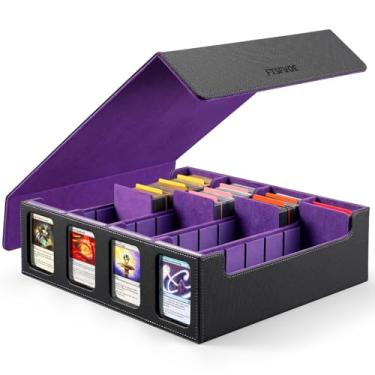Imagem de Trading Card Storage Box for Commander - 3000+ Card Deck Box with Removable Cover, 24 Colorful Divider Tabs, Card Storage Box with Viewing Windows Fits for Magic Game (Black&Purple)