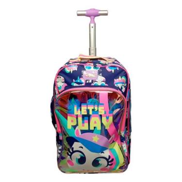 Imagem de Mochila Escolar Infantil Com Rodinha Menina Uni Tennis Puket Azul Uni 