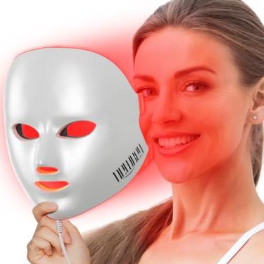 Imagem de NEWKEY Máscara terapêutica de luz vermelha para rugas faciais, máscara de cuidados com a pele facial com 7 LEDs, máscara de beleza para cuidados com a pele em casa para antienvelhecimento