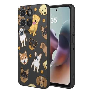 Imagem de HTXWXJC Capa de telefone para Moto G56, XT2529-2 à prova de choque flexível bumper TPU capas macias padrão cão capa de telefone para Motorola Moto G56 cachorro preto