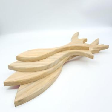 Imagem de Kit 4 Peixes Decorativos de Parede em Madeira Pintada à Mão | Cardume de Peixinhos para Sala, Quarto, Cozinha e Decoração Praia (Sem Verniz)